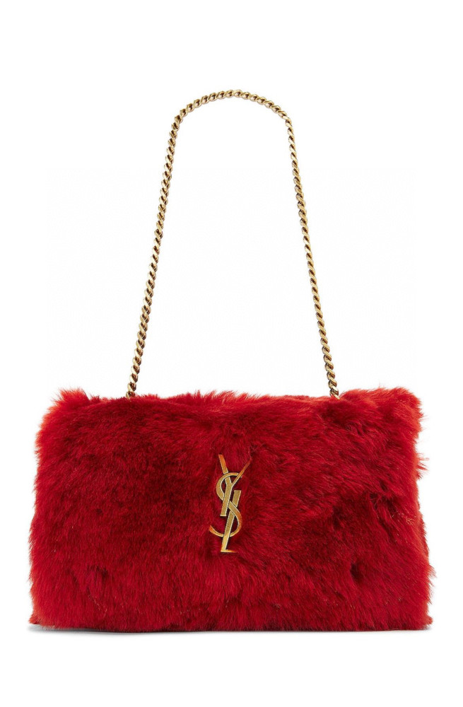 NIGO SAINT LAURENT Women's Fall And Winter Suede Rabbit Fur Patchwork Bag Funky Chain Bag #nigo98313