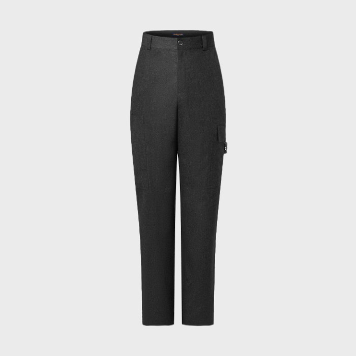 NIGO Louis Vuitton Men's Solid Color Mid Waist Side Pocket Straight Fitting Wool Workwear Pants #nigo98294