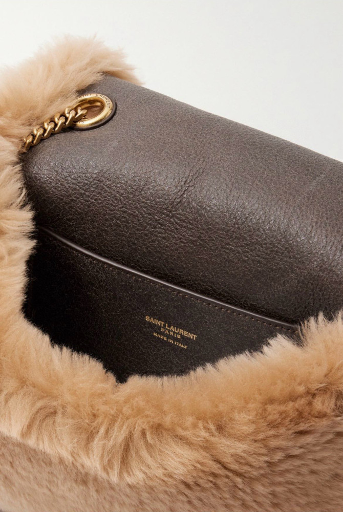 NIGO SAINT LAURENT Women's Fall And Winter Suede Rabbit Fur Patchwork Bag Funky Chain Bag #nigo98313