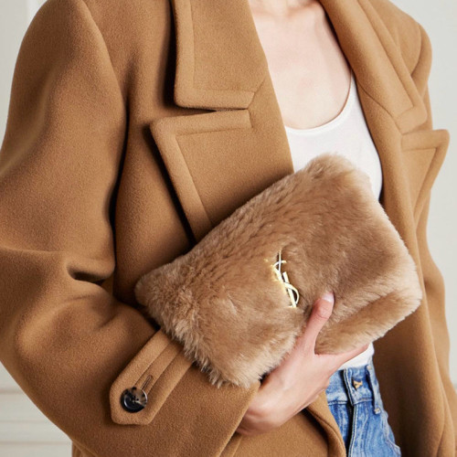 NIGO SAINT LAURENT Women's Fall And Winter Suede Rabbit Fur Patchwork Bag Funky Chain Bag #nigo98313