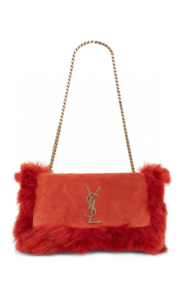 NIGO SAINT LAURENT Women's Fall And Winter Suede Rabbit Fur Patchwork Bag Funky Chain Bag #nigo98313