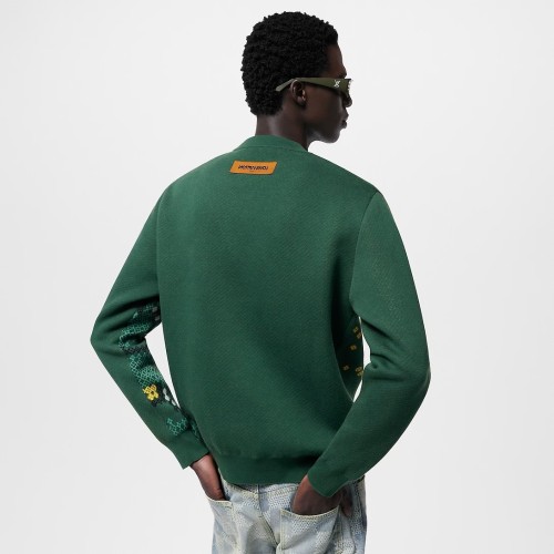 NIGO Louis Vuitton Men's Spring & Autumn Colorblocking Pattern Jacquard Cotton Round Neck Pullover Fitted Long Sleeve Sweatshirt #nigo98318