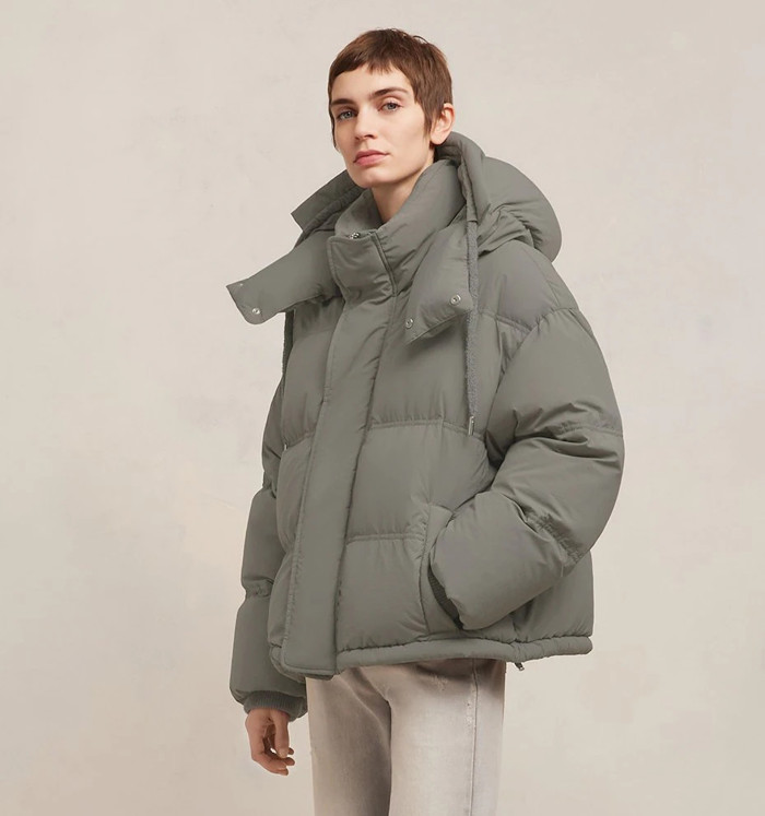 NIGO Ami Men's Autumn And Winter Solid Color Loose Zippered Drawstring Hooded Casual Alexandre Mattiussi Down Jacket #nigo98311