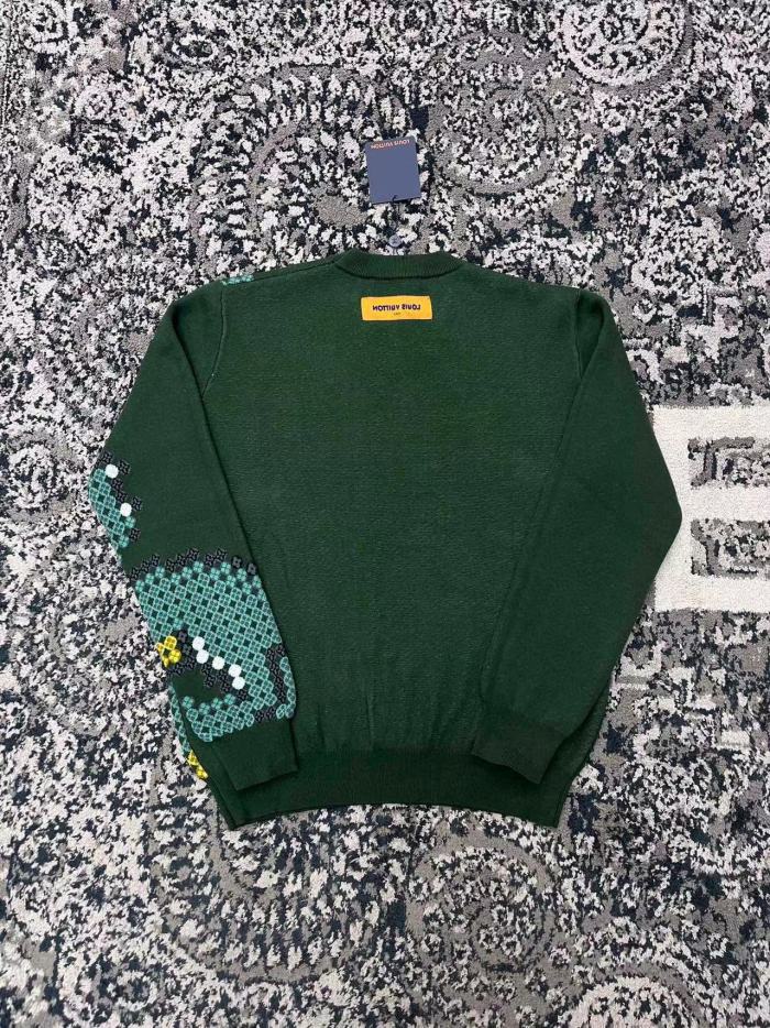 NIGO Louis Vuitton Men's Spring & Autumn Colorblocking Pattern Jacquard Cotton Round Neck Pullover Fitted Long Sleeve Sweatshirt #nigo98318