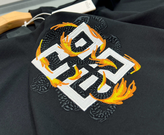NIGO Givenchy Men's Spring/Summer Cotton 4G Dragon Printed Short Sleeve Black Slim Fit Straight T-shirt #nigo98322
