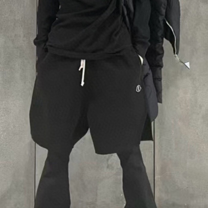 NIGO Moncler x Rick Owens Men's Spring/Summer Fashion Logo Printed Black Cotton Drawstring Loose Jersey Shorts #nigo98321