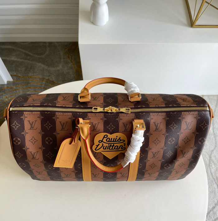 NIGO Louis Vuitton Colored Striped Travel Bag With Diagonal Span And Large Capacity Canvas Leather Handbag #nigo98332