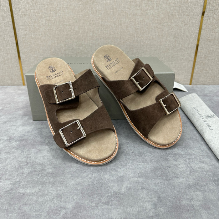 NIGO Brunello Cucinelli Men's Spring And Summer Casual Fashion Cowhide Sandals Slippers Metal Buckle Multi-color Optional #nigo98339