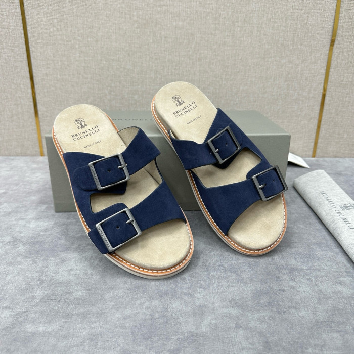 NIGO Brunello Cucinelli Men's Spring And Summer Casual Fashion Cowhide Sandals Slippers Metal Buckle Multi-color Optional #nigo98339