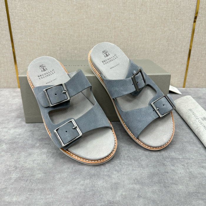 NIGO Brunello Cucinelli Men's Spring And Summer Casual Fashion Cowhide Sandals Slippers Metal Buckle Multi-color Optional #nigo98339