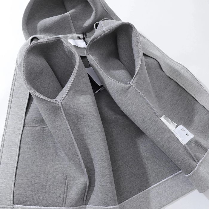 NIGO Prada Men's Spring And Autumn Triangle Label Gray Zipper Loose Pocket Long Sleeve Hooded Sweatshirt Jacket #nigo98341