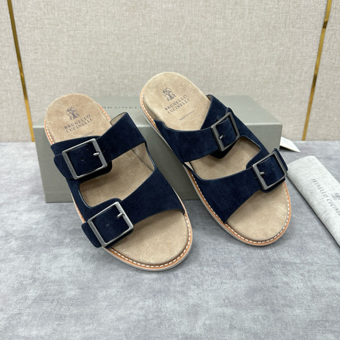 NIGO Brunello Cucinelli Men's Spring And Summer Casual Fashion Cowhide Sandals Slippers Metal Buckle Multi-color Optional #nigo98339