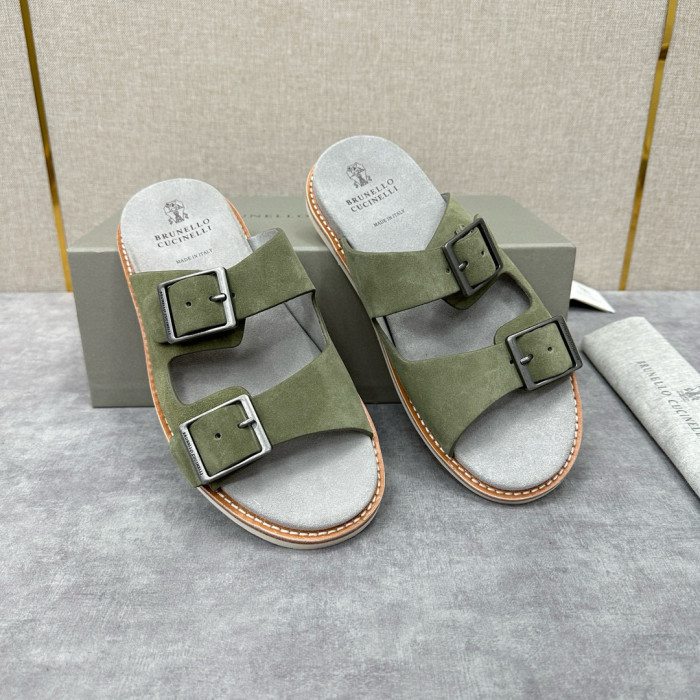 NIGO Brunello Cucinelli Men's Spring And Summer Casual Fashion Cowhide Sandals Slippers Metal Buckle Multi-color Optional #nigo98339