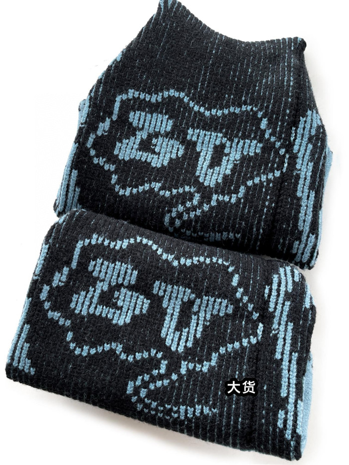 NIGO Louis Vuitton Men's Colored Triangle Ribbed Flower Knitted Hat TRICORN RIB FLOWER Cold Hat #nigo98343