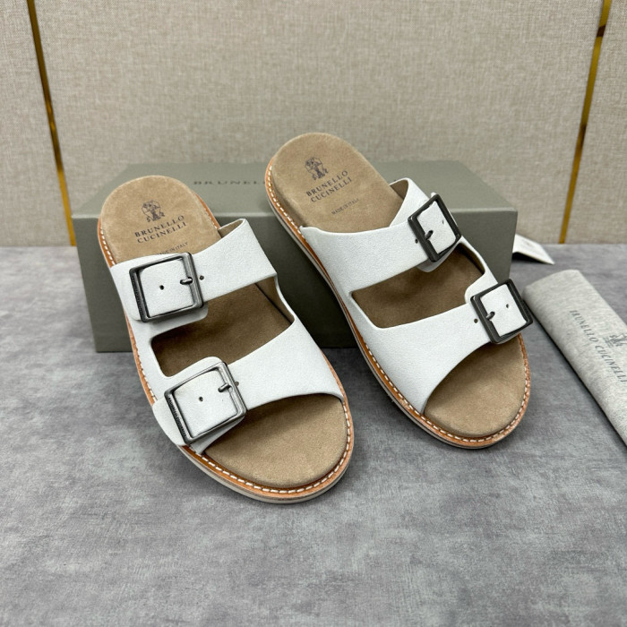 NIGO Brunello Cucinelli Men's Spring And Summer Casual Fashion Cowhide Sandals Slippers Metal Buckle Multi-color Optional #nigo98339