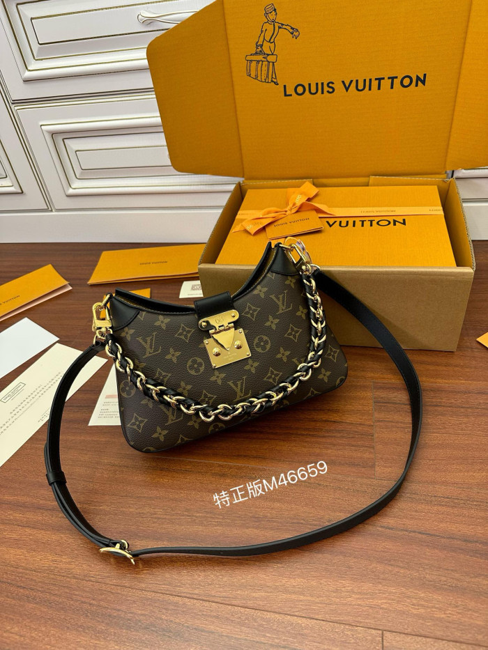 NIGO Louis Vuitton Women's Detachable Adjustable Shoulder Strap Old Flower Full Print Coating Canvas Splicing Cowhide Chain Shoulder Handbag Bag Bags #nigo98373