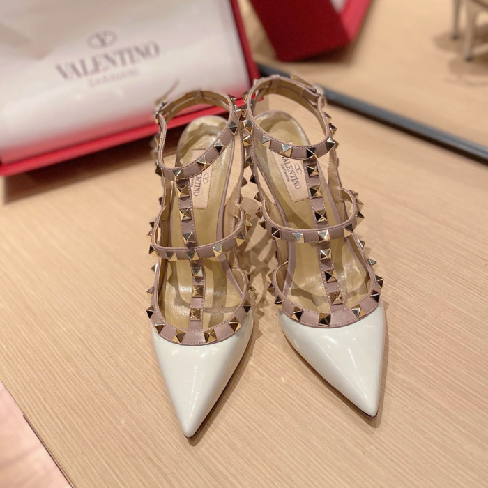 NIGO Valentino Women's Spring And Summer Rivets Cowhide High Heels Mirror Patent Leather Sheepskin Lining High Heels #nigo98361