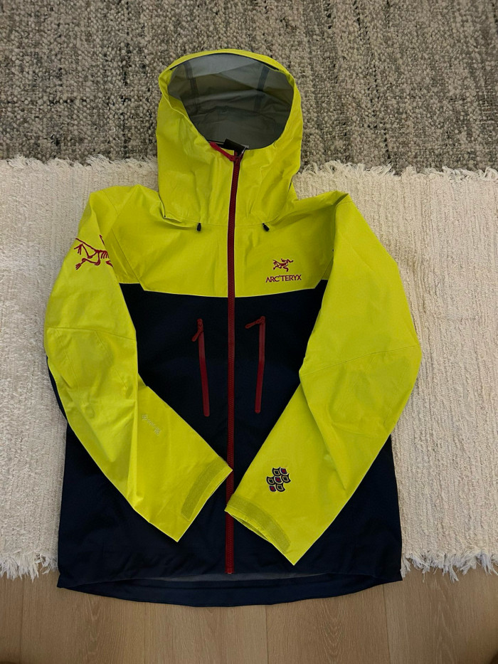 NIGO Arcteryx Men's Spring and Autumn ALPHA SV GORE-TEX Year of the Dragon Series Patchwork Outdoor Hooded Waterproof Windproof Jacket #nigo98372