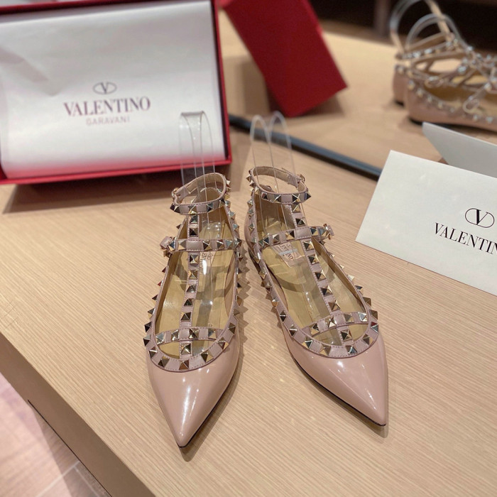 NIGO Valentino Women's Spring And Summer Rivets Cowhide Single Shoes Mirror Patent Leather Sheepskin Lining High-heeled Shoes #nigo98357