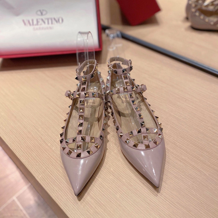 NIGO Valentino Women's Spring And Summer Rivets Cowhide Single Shoes Mirror Patent Leather Sheepskin Lining High-heeled Shoes #nigo98357
