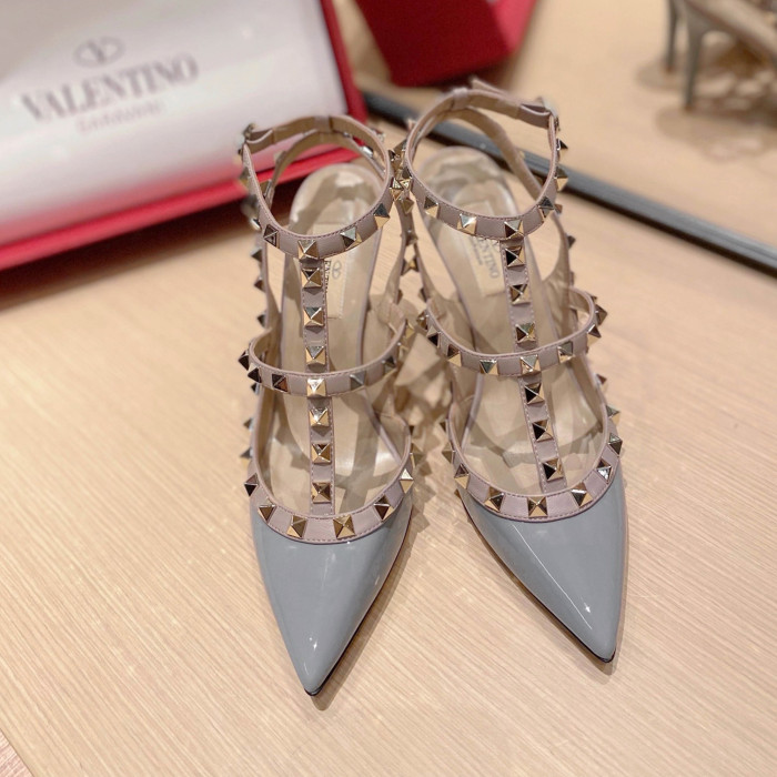 NIGO Valentino Women's Spring And Summer Rivets Cowhide High Heels Mirror Patent Leather Sheepskin Lining High Heels #nigo98361