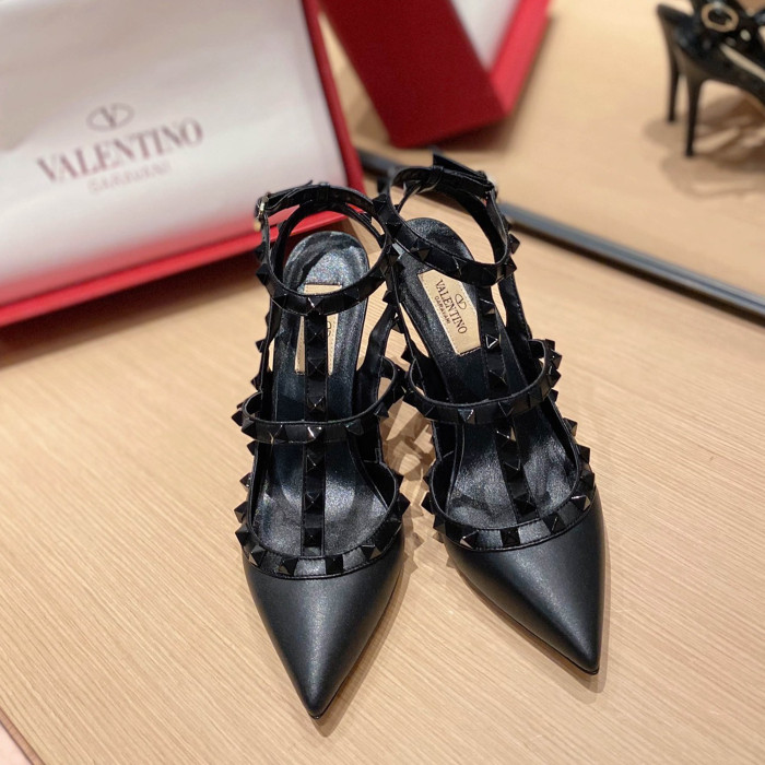 NIGO Valentino Women's Spring And Summer Rivets Cowhide High Heels Mirror Patent Leather Sheepskin Lining High Heels #nigo98361