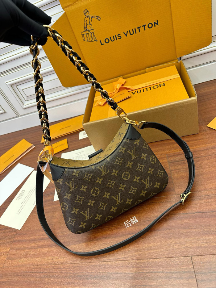 NIGO Louis Vuitton Women's Detachable Adjustable Shoulder Strap Old Flower Full Print Coating Canvas Splicing Cowhide Chain Shoulder Handbag Bag Bags #nigo98373