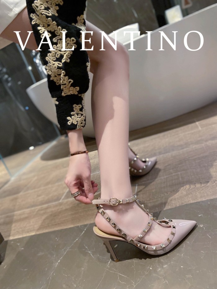 NIGO Valentino Women's Spring And Summer Rivets Cowhide High Heels Mirror Patent Leather Sheepskin Lining High Heels #nigo98361