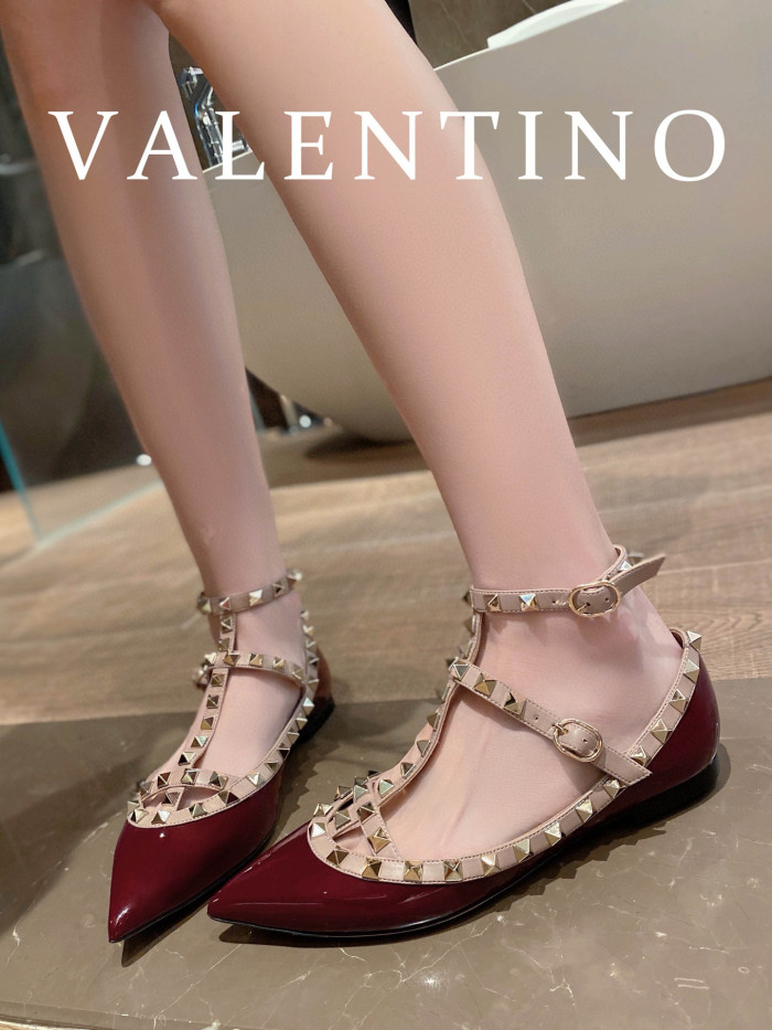 NIGO Valentino Women's Spring And Summer Rivets Cowhide Single Shoes Mirror Patent Leather Sheepskin Lining High-heeled Shoes #nigo98357