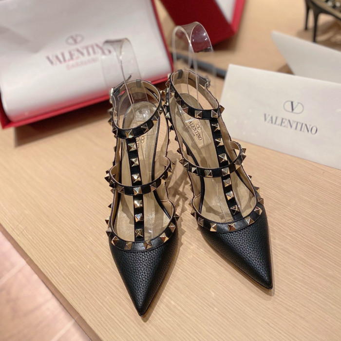 NIGO Valentino Women's Spring And Summer Rivets Cowhide High Heels Mirror Patent Leather Sheepskin Lining High Heels #nigo98361