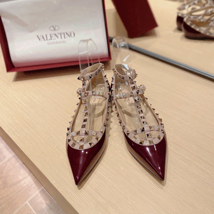 NIGO Valentino Women's Spring And Summer Rivets Cowhide Single Shoes Mirror Patent Leather Sheepskin Lining High-heeled Shoes #nigo98357