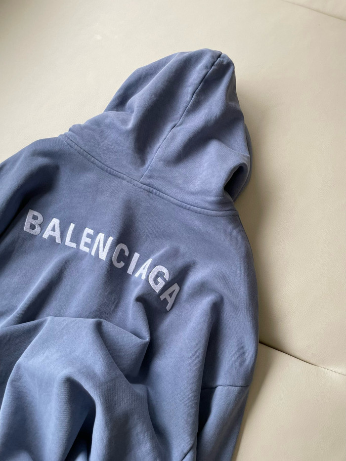 NIGO Balenciaga Men's Spring and Fall Blue Tie-Dye Gradient Embroidered Logo Regular Fit Hooded Sweatshirt Pullover #nigo98388