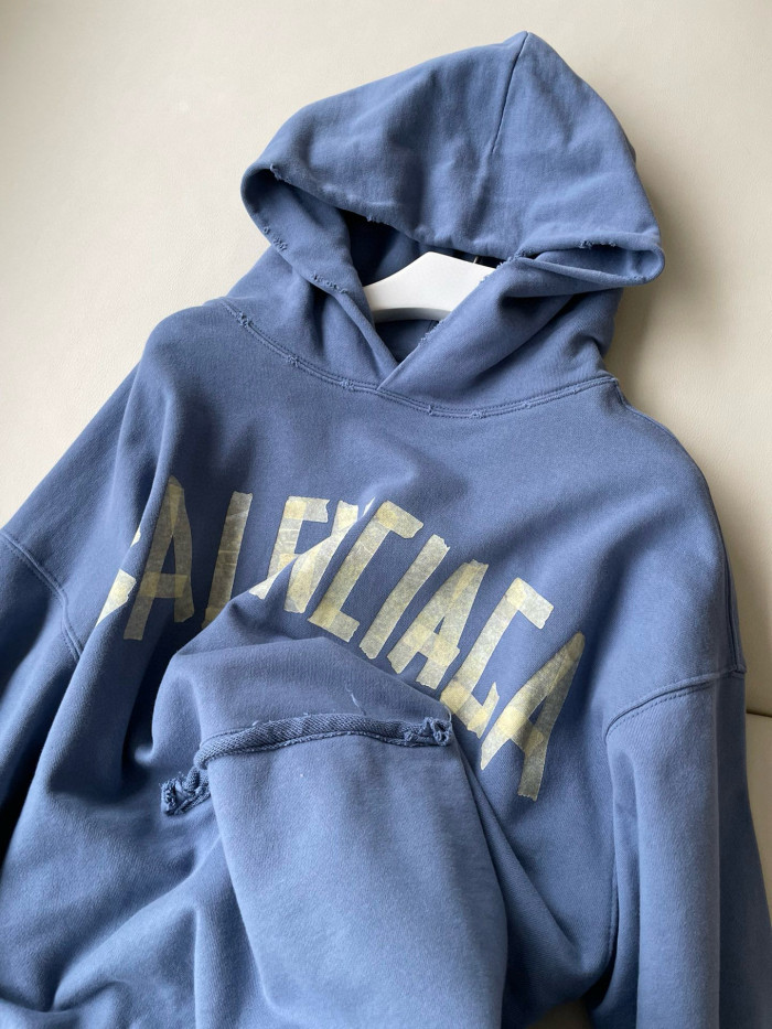 NIGO Balenciaga Men's Spring and Fall Logo Letter Print Blue Loose Fit Hooded Sweatshirt Pullover #nigo98387