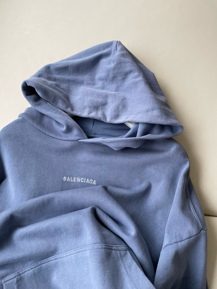 NIGO Balenciaga Men's Spring and Fall Blue Tie-Dye Gradient Embroidered Logo Regular Fit Hooded Sweatshirt Pullover #nigo98388