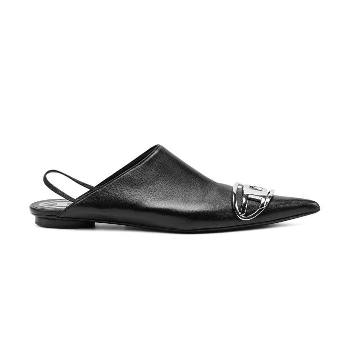 NIGO Dlesel Women's Summer Metal Logo Leather Denim Pointed Toe Flat Shoes #nigo98395