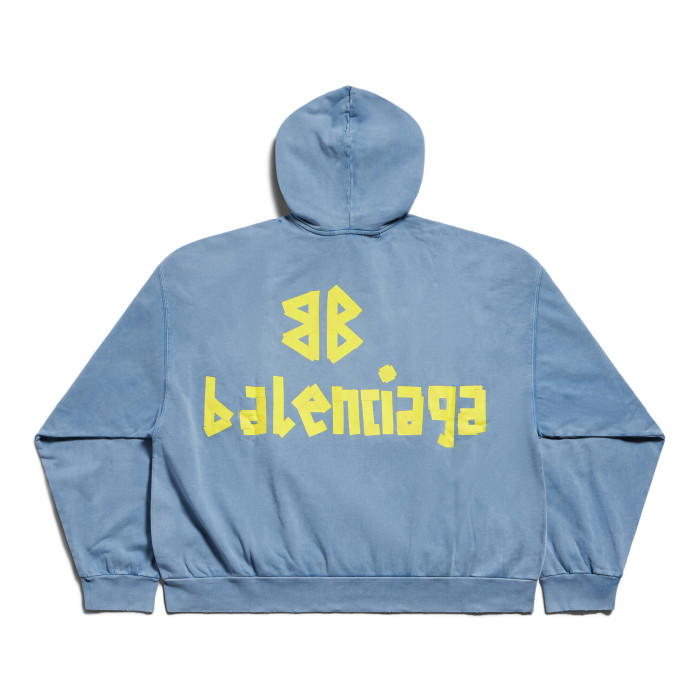 NIGO Balenciaga Men's Spring and Fall Logo Letter Print Blue Loose Fit Hooded Sweatshirt Pullover #nigo98387