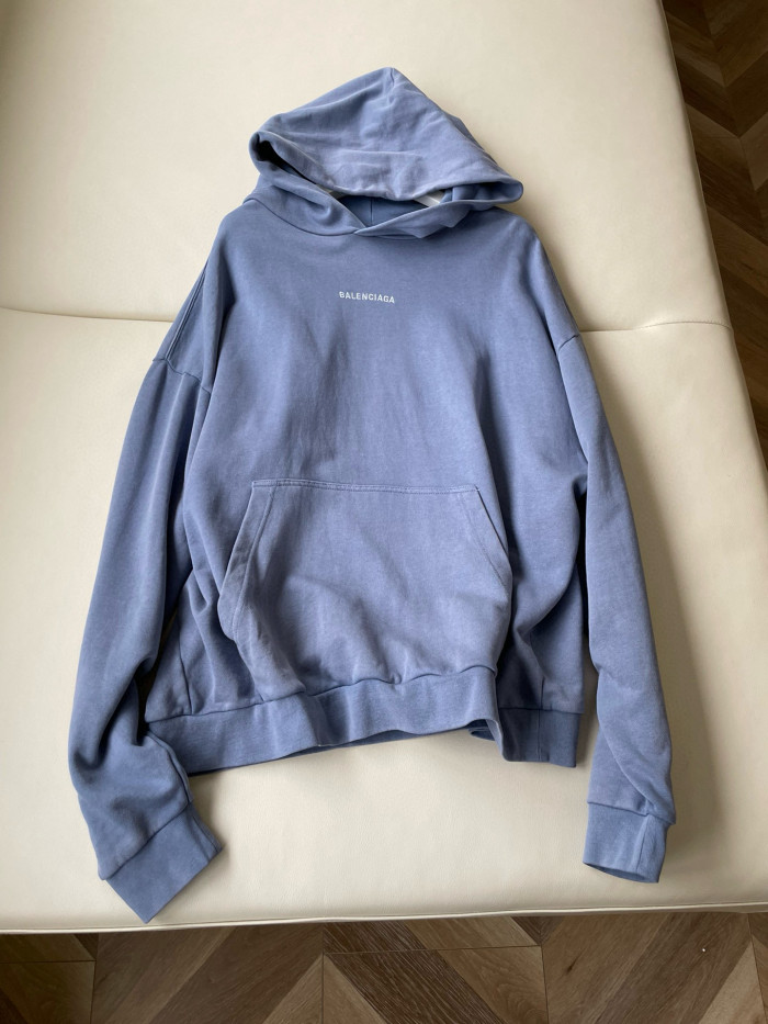 NIGO Balenciaga Men's Spring and Fall Blue Tie-Dye Gradient Embroidered Logo Regular Fit Hooded Sweatshirt Pullover #nigo98388