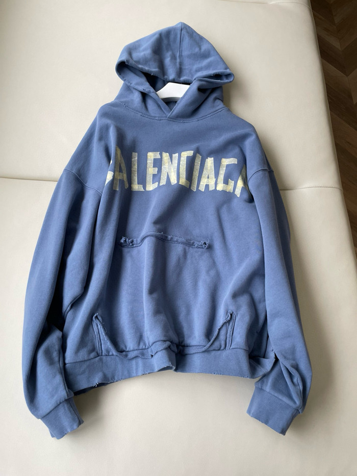 NIGO Balenciaga Men's Spring and Fall Logo Letter Print Blue Loose Fit Hooded Sweatshirt Pullover #nigo98387