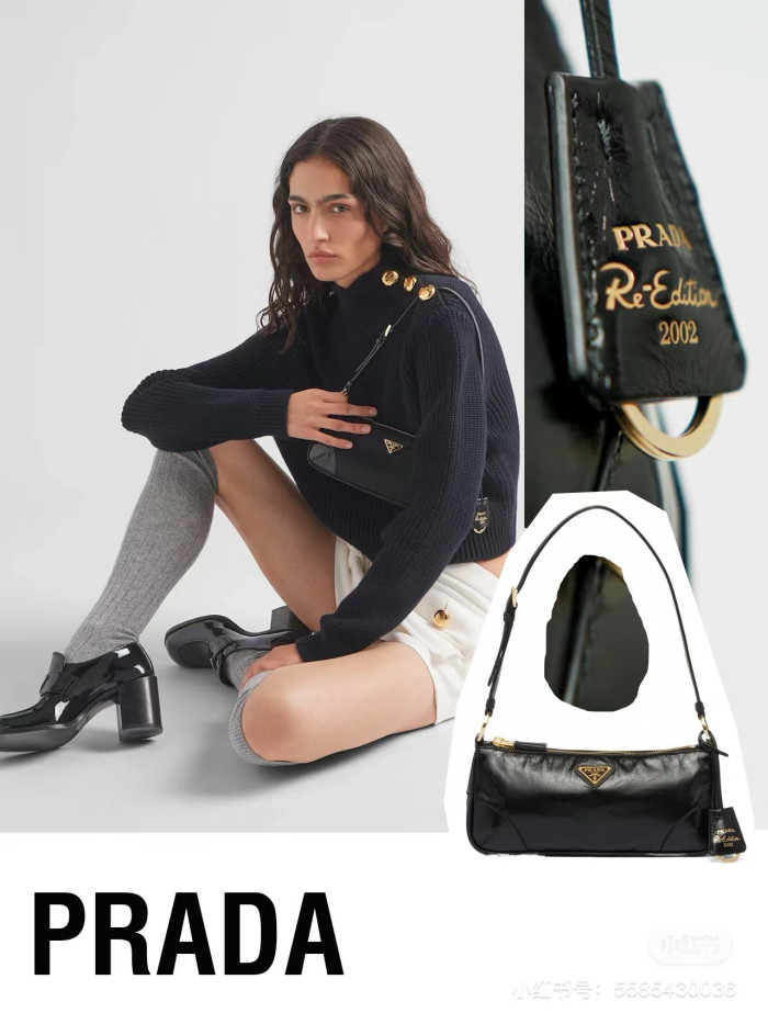 NIGO Prada Re-Edition 2002 Re-Nylon And Brushed Leather Shoulder Bag Bags #nigo98422