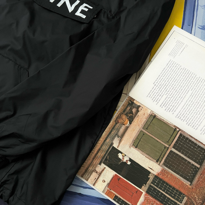 NIGO Celine Men's Spring and Fall Logo Printed Nylon Regular Fit Half Zip Hooded Pullover Jacket #nigo98419