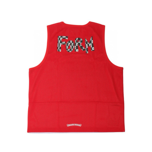 NIGO Chrome Hearts Men's And Women's Spring/Summer Graffiti Print Red Mesh Sports Sleeveless Tank Top Vest #nigo98425