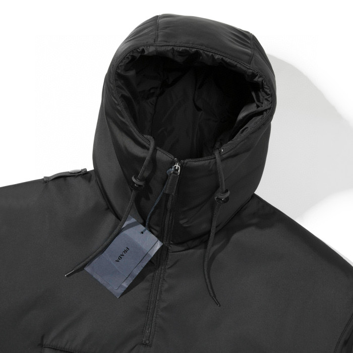NIGO Prada Men's Spring and Autumn Black Triangle Label Half Zipper Hooded Cotton Jacket #nigo98416
