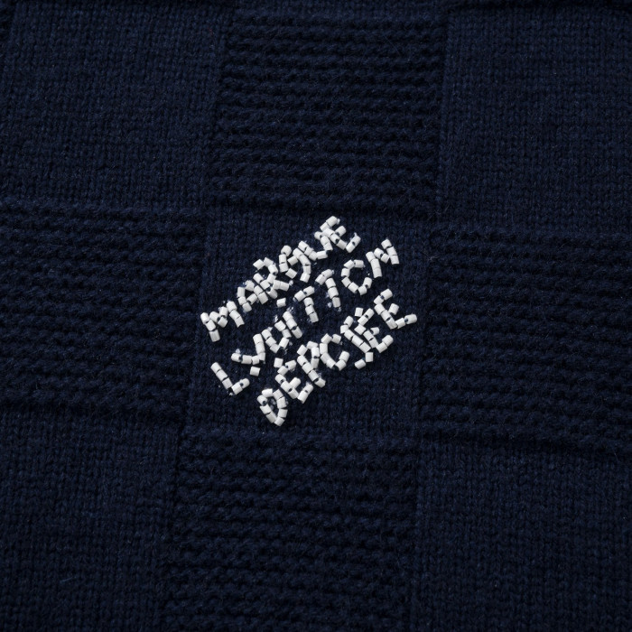 NIGO Louis Vuitton Men's Spring and Autumn Letter Embroidery Blue Crew Neck Casual Pullover Wool Sweater #nigo98436