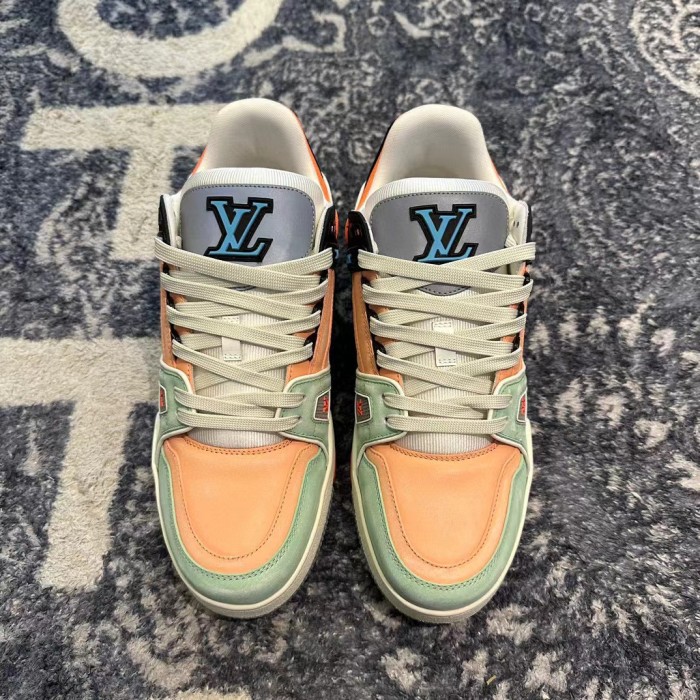 NIGO Louis Vuitton Trainer Men's Colorblocking Round Toe Lace Up Low Top Board Shoes Sneakers #nigo98453