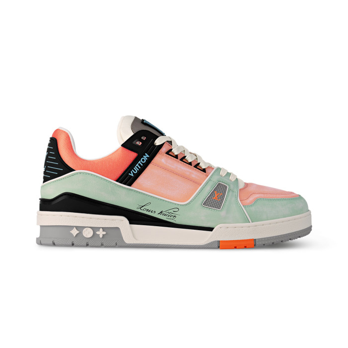 NIGO Louis Vuitton Trainer Men's Colorblocking Round Toe Lace Up Low Top Board Shoes Sneakers #nigo98453