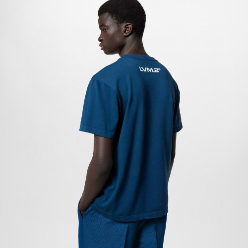 NIGO Louis Vuitton Men's Summer Blue Letter Printed Straight Round Neck Cotton Short Sleeve T-Shirt #nigo98444