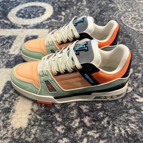 NIGO Louis Vuitton Trainer Men's Colorblocking Round Toe Lace Up Low Top Board Shoes Sneakers #nigo98453