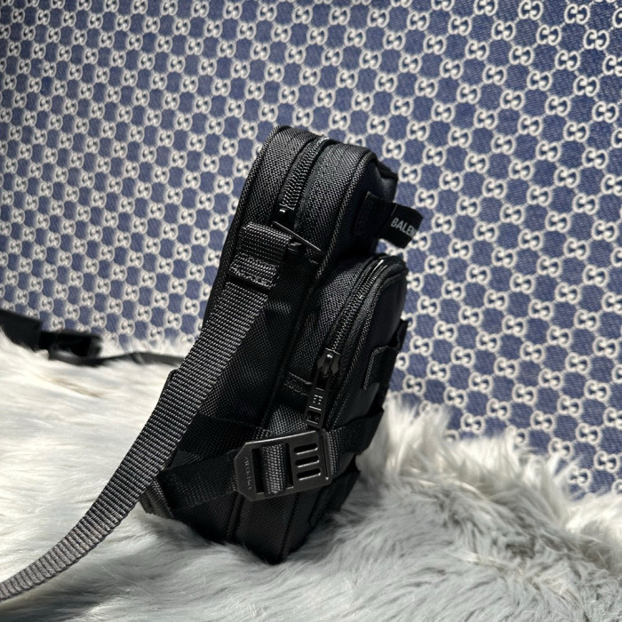 NIGO Balenciaga Army Men's Black Removable Adjustable Shoulder Strap Zipper Closure Nylon Polyester Shoulder Crossbody Bag #nigo98467