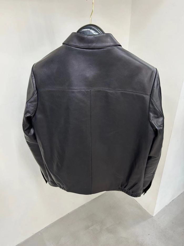 NIGO Prada Men's Fall And Winter Black Sheepskin Lapel Zipper Long Sleeved Jacket #nigo98475