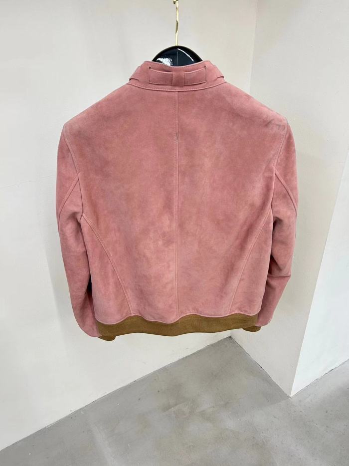 Nigo Tom Ford Men And Women With The Same Models Of Fall And Winter Color Collision Collar Loose Lambskin Leather Jacket #nigo98481